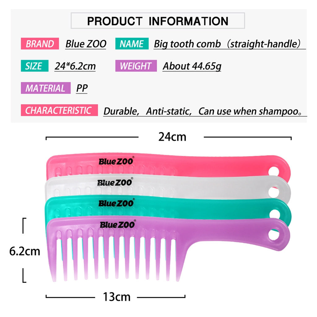 3 Pcs/Set Hairdressing Salon Anti-static handle wide Tooth Hair Comb  Pink