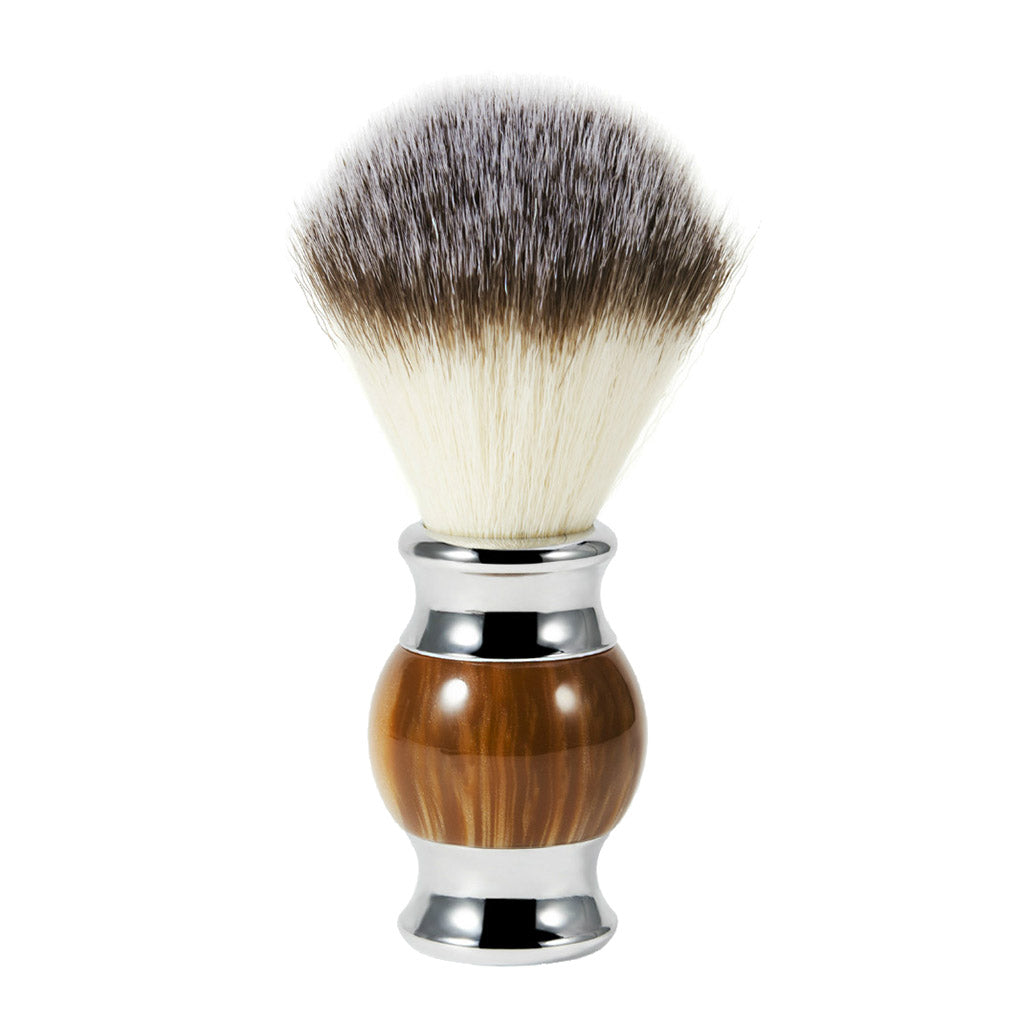 Resin Handle Men Mustache Shaving Brush Grooming Tool for Barber Salon Brown