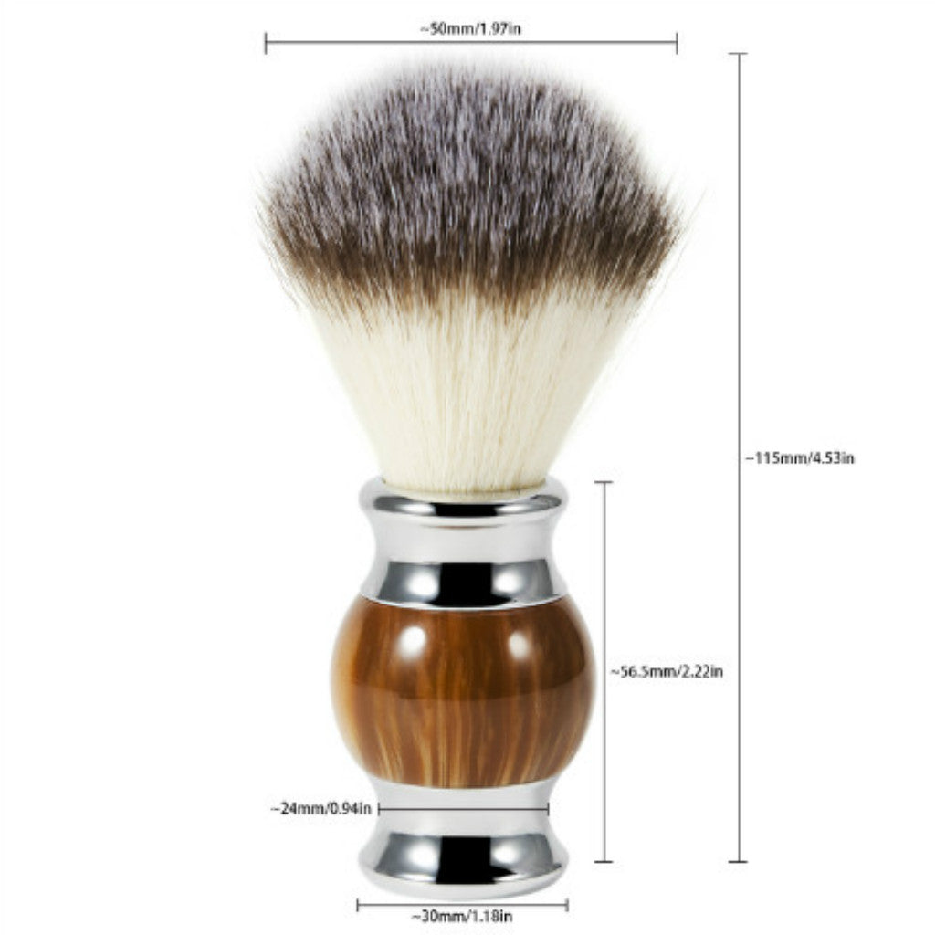 Resin Handle Men Mustache Shaving Brush Grooming Tool for Barber Salon Brown