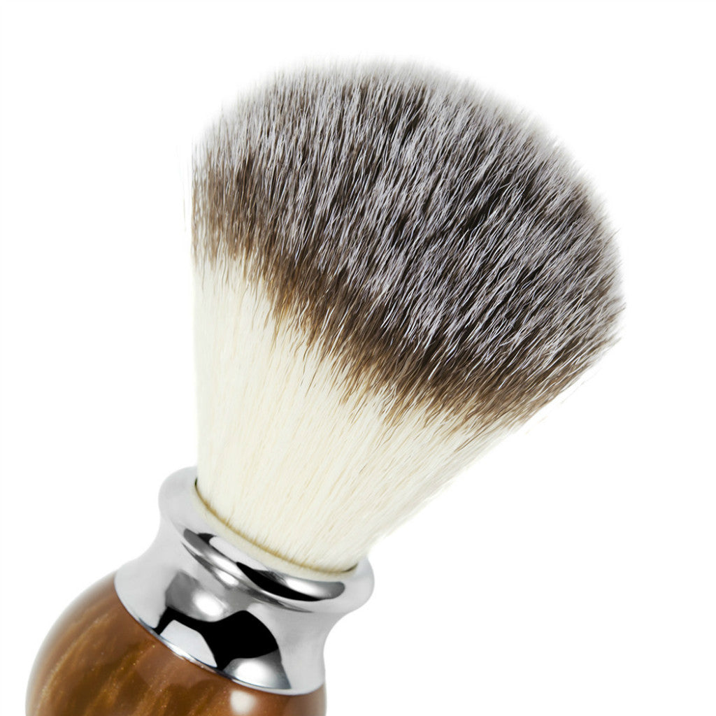 Resin Handle Men Mustache Shaving Brush Grooming Tool for Barber Salon Brown