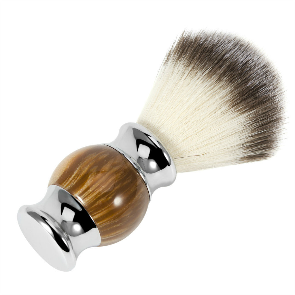 Resin Handle Men Mustache Shaving Brush Grooming Tool for Barber Salon Brown