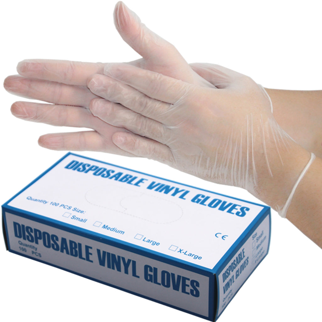 100 Pcs Disposable Clear Vinyl Powder & LATEX FREE Gloves for Salon Home M