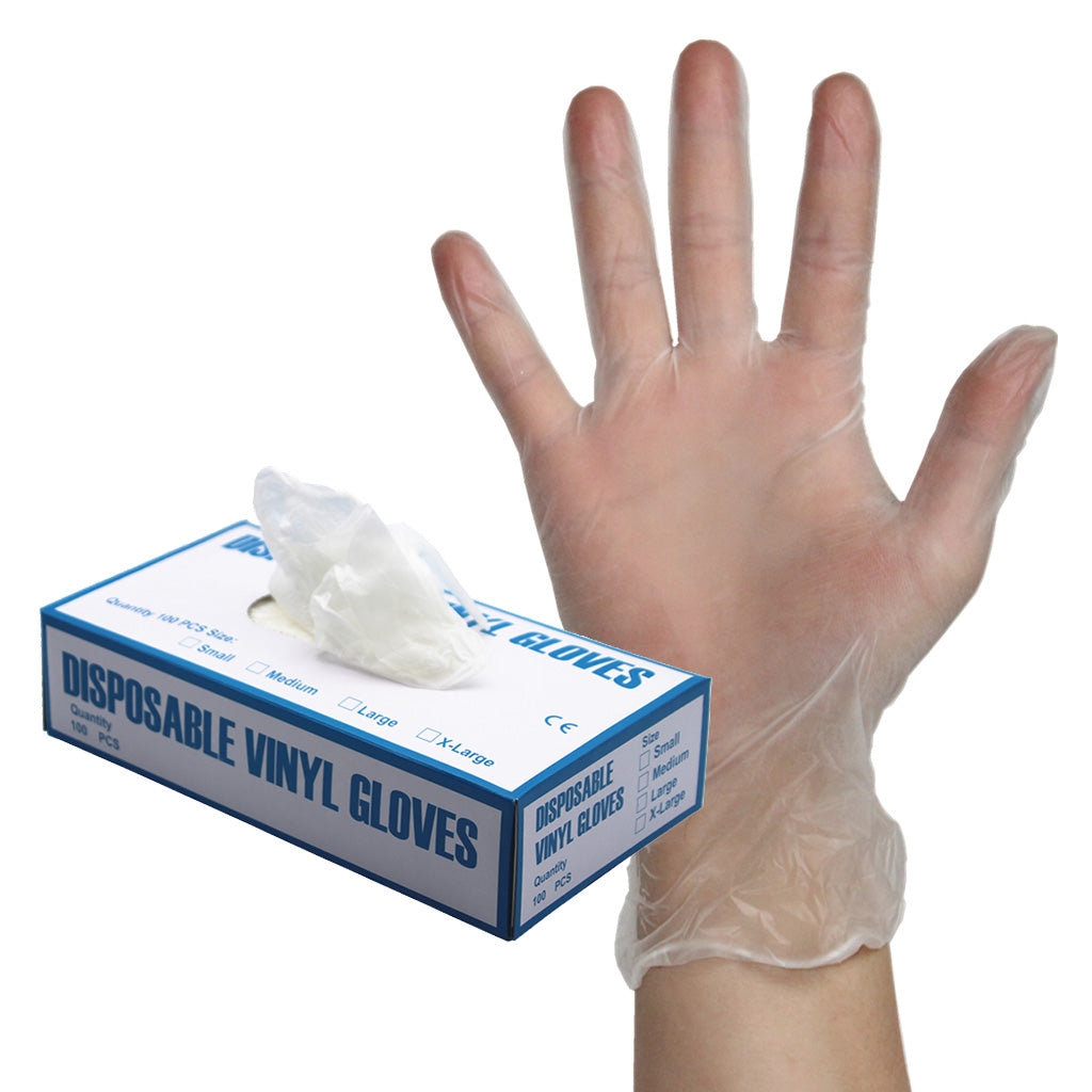 100 Pcs Disposable Clear Vinyl Powder & LATEX FREE Gloves for Salon Home M