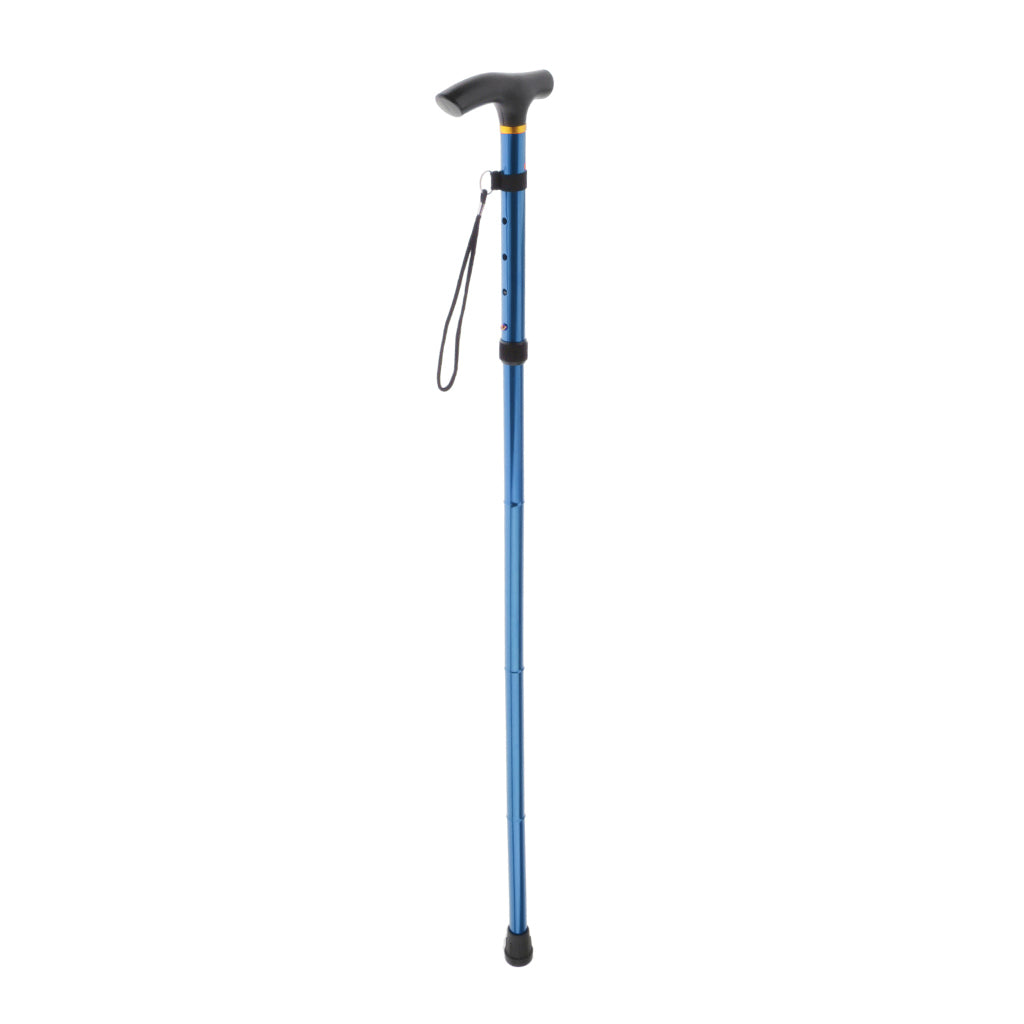 Lightweight Folding Aluminium Walking Stick Walking Cane Adjustable Blue