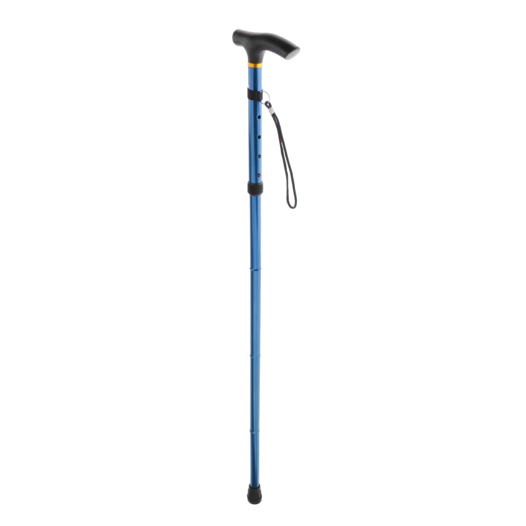 Lightweight Folding Aluminium Walking Stick Walking Cane Adjustable Blue