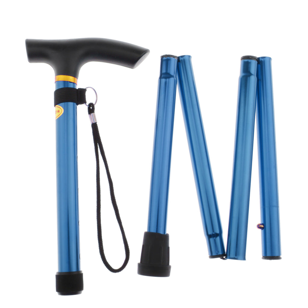 Lightweight Folding Aluminium Walking Stick Walking Cane Adjustable Blue