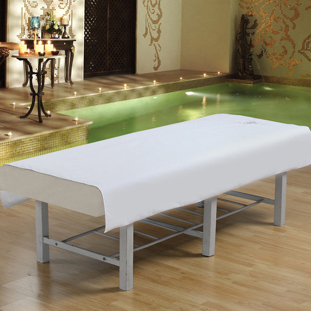 Beauty Massage SPA Treatment Bed Table Cover Sheet with Breath Hole  White