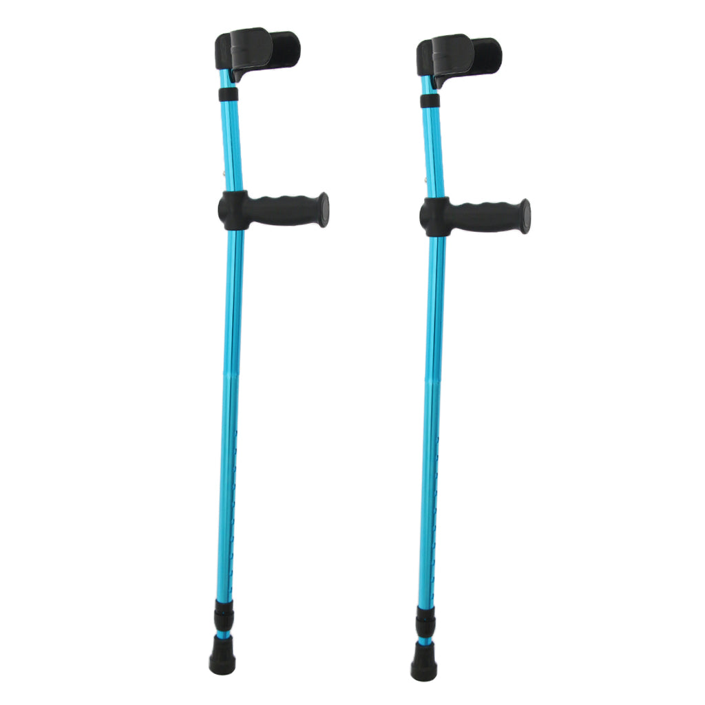 2pcs Aluminum Alloy Elbow Forearm Crutch Blue Walking Stick Cane Adjustable