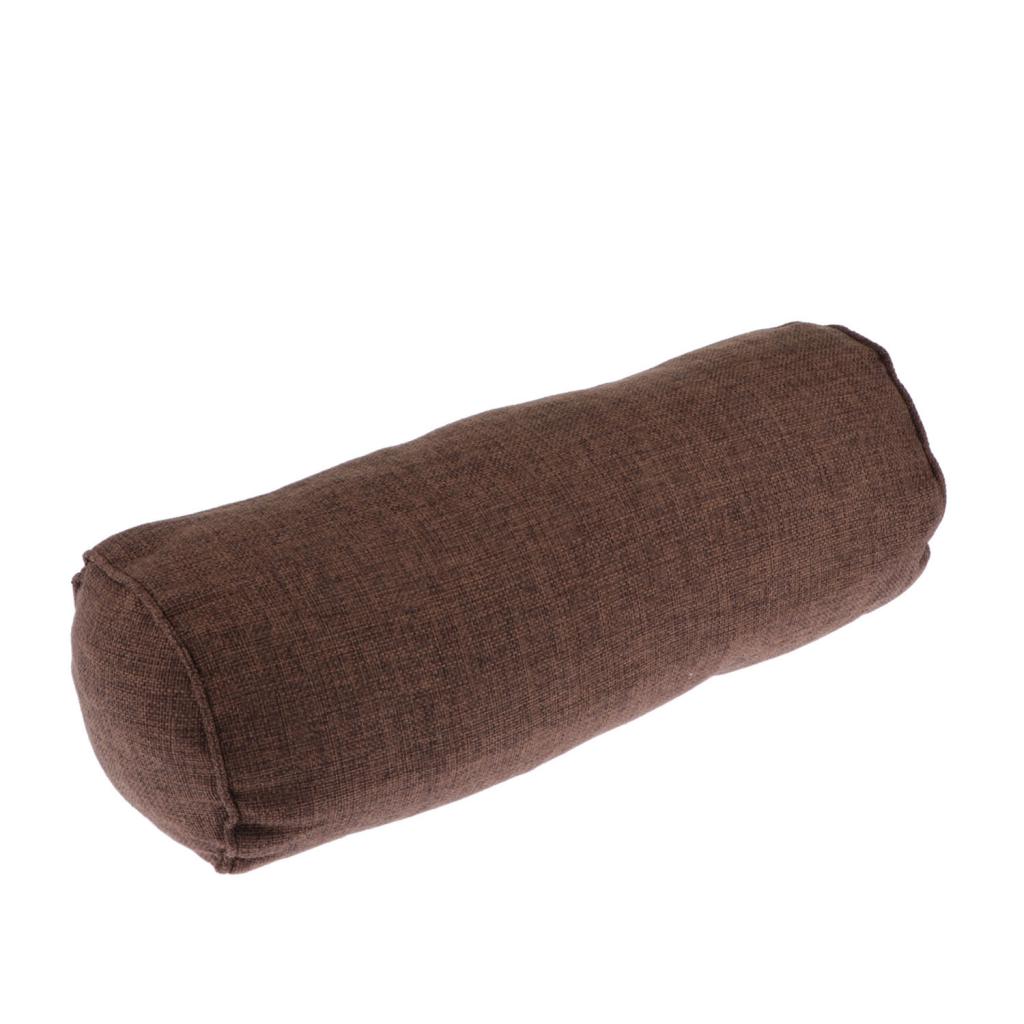 Soft Neck Roll Bolster Pillow Round Cervical Spine Support Pillo Coffee