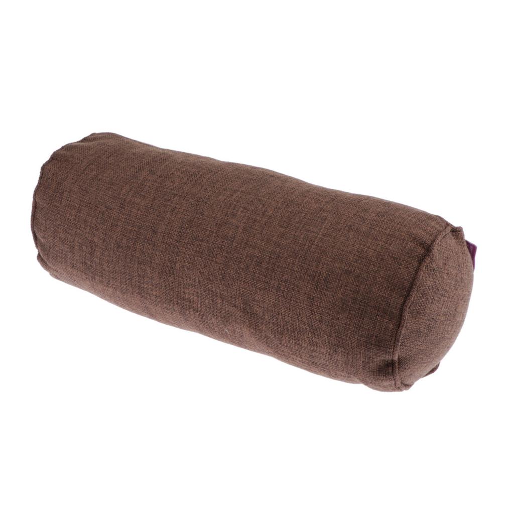 Soft Neck Roll Bolster Pillow Round Cervical Spine Support Pillo Coffee