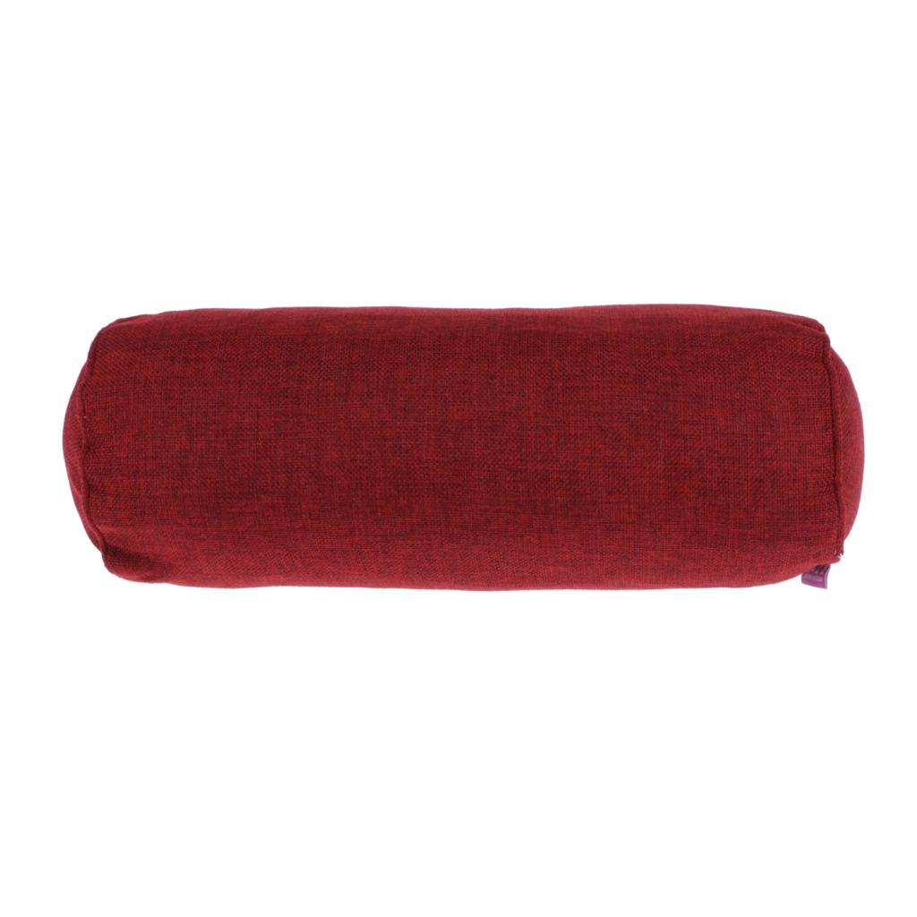 Soft Neck Roll Bolster Pillow Round Cervical Spine Support Pillo Wine Red