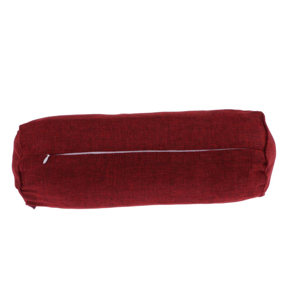 Soft Neck Roll Bolster Pillow Round Cervical Spine Support Pillo Wine Red