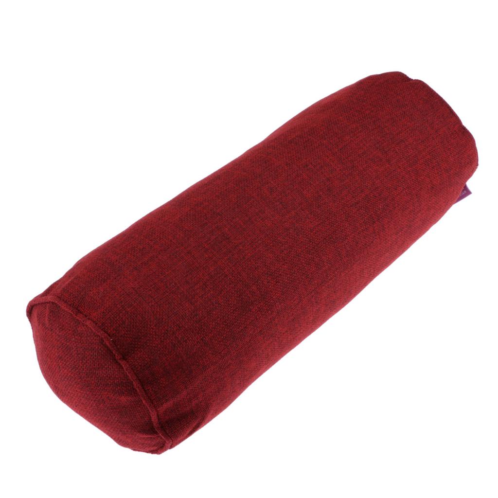 Soft Neck Roll Bolster Pillow Round Cervical Spine Support Pillo Wine Red