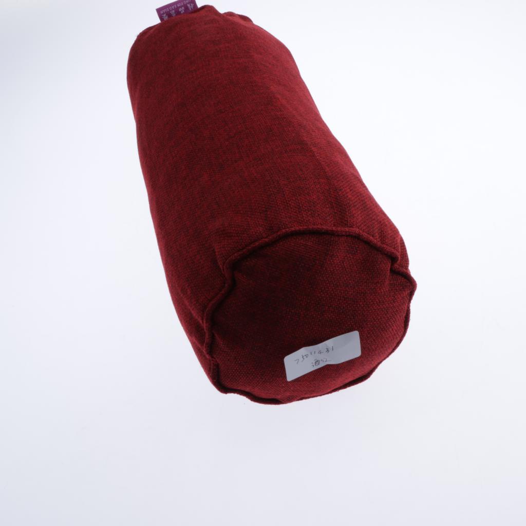 Soft Neck Roll Bolster Pillow Round Cervical Spine Support Pillo Wine Red