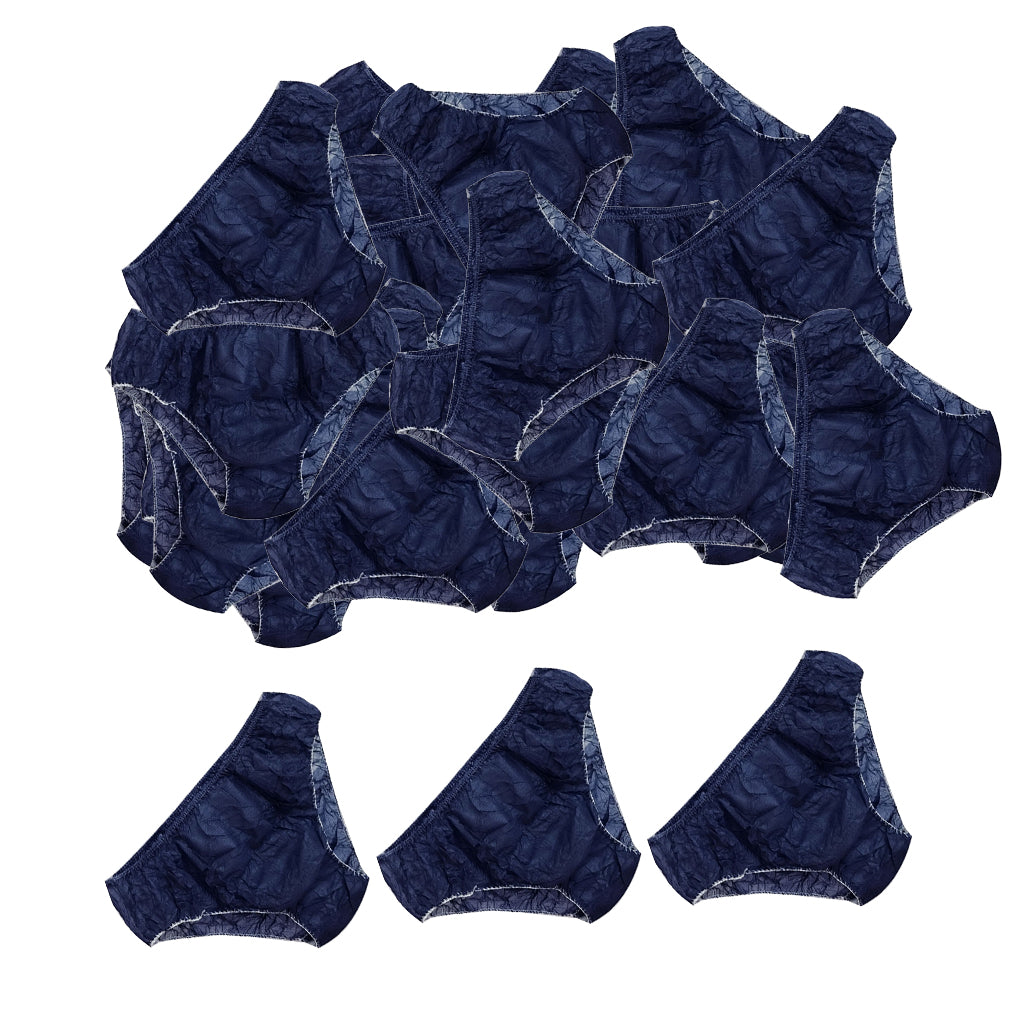 50Pcs Nonwoven SPA Disposable Underwear Travel Panties Brief for Women Blue