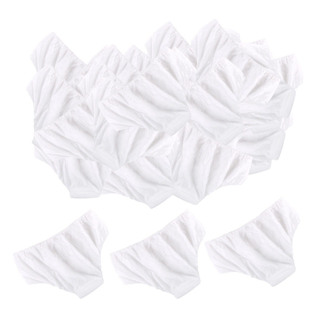 50Pcs Nonwoven SPA Disposable Underwear Travel Panties Brief for Women White