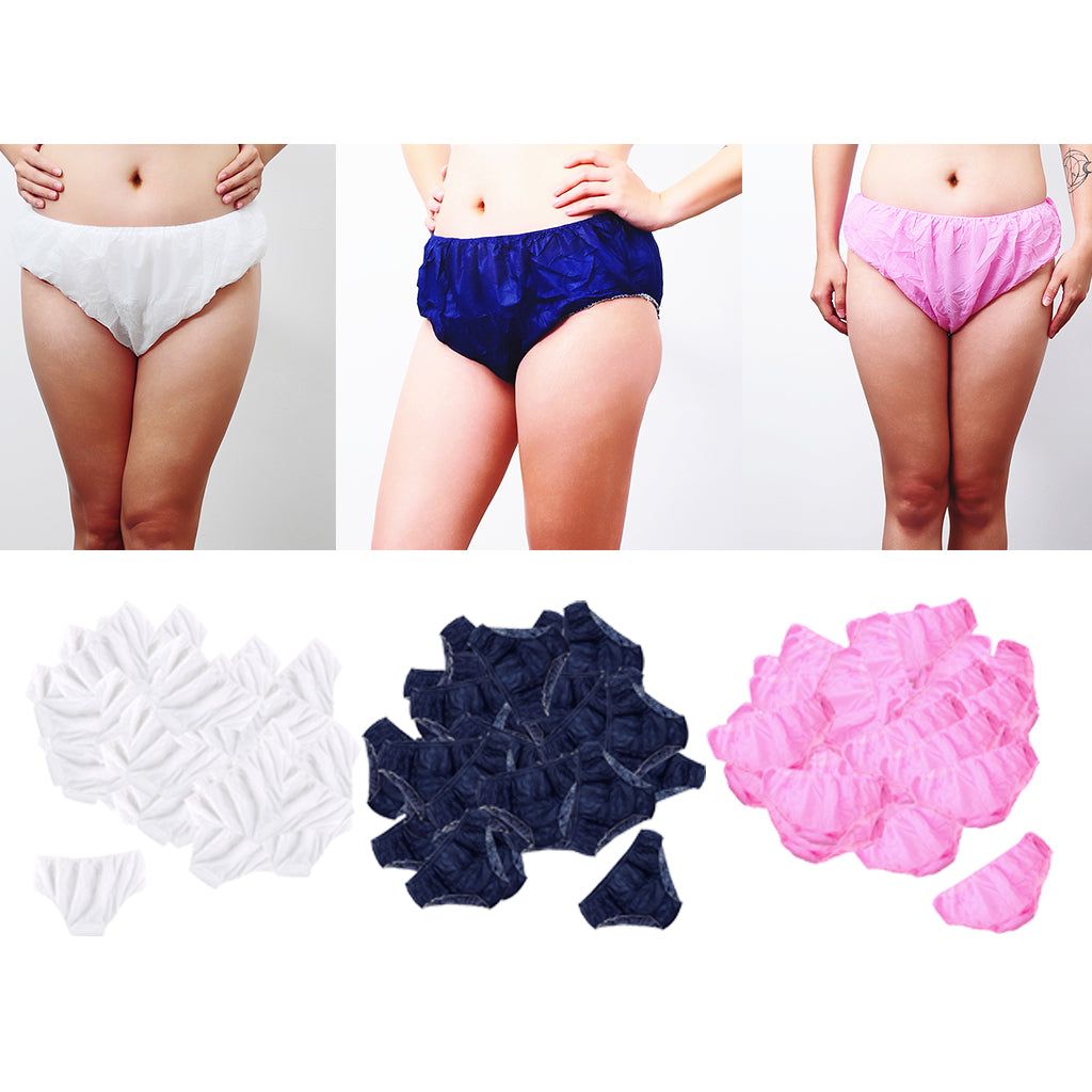 50Pcs Nonwoven SPA Disposable Underwear Travel Panties Brief for Women White