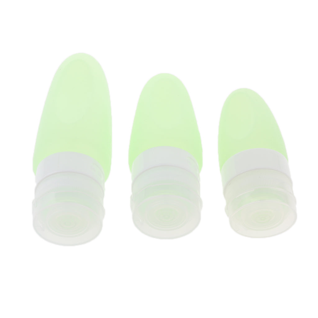 3 Pcs Silicone Mini Shampoo Sample Cosmetic Bottle Travel Container Green