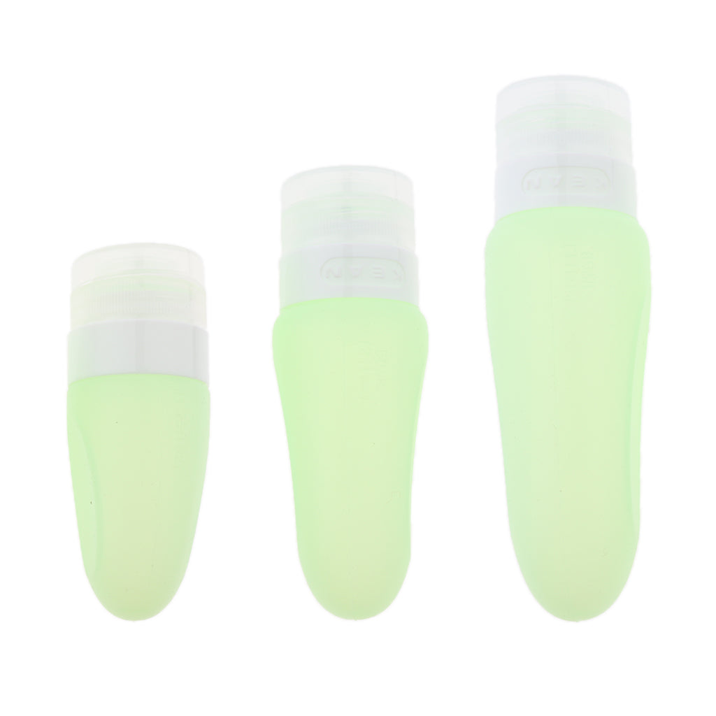 3 Pcs Silicone Mini Shampoo Sample Cosmetic Bottle Travel Container Green