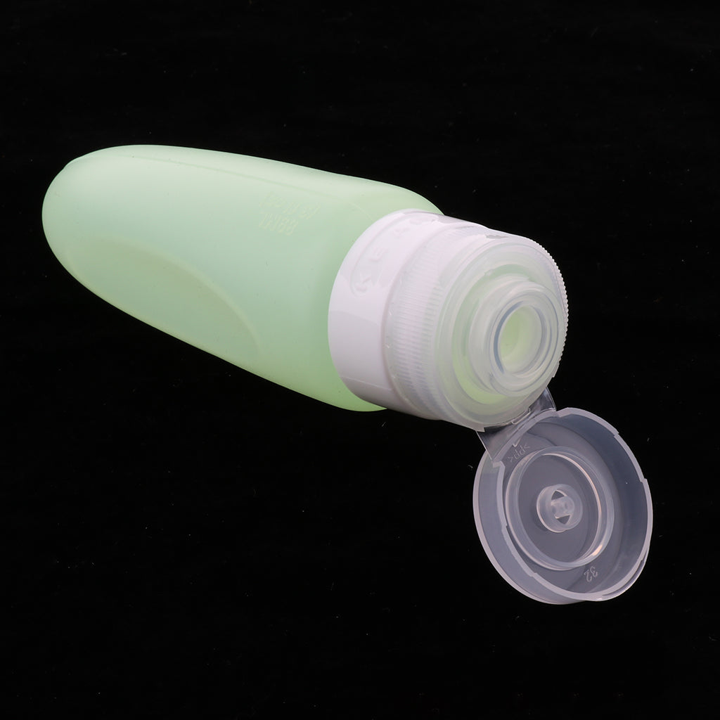 3 Pcs Silicone Mini Shampoo Sample Cosmetic Bottle Travel Container Green