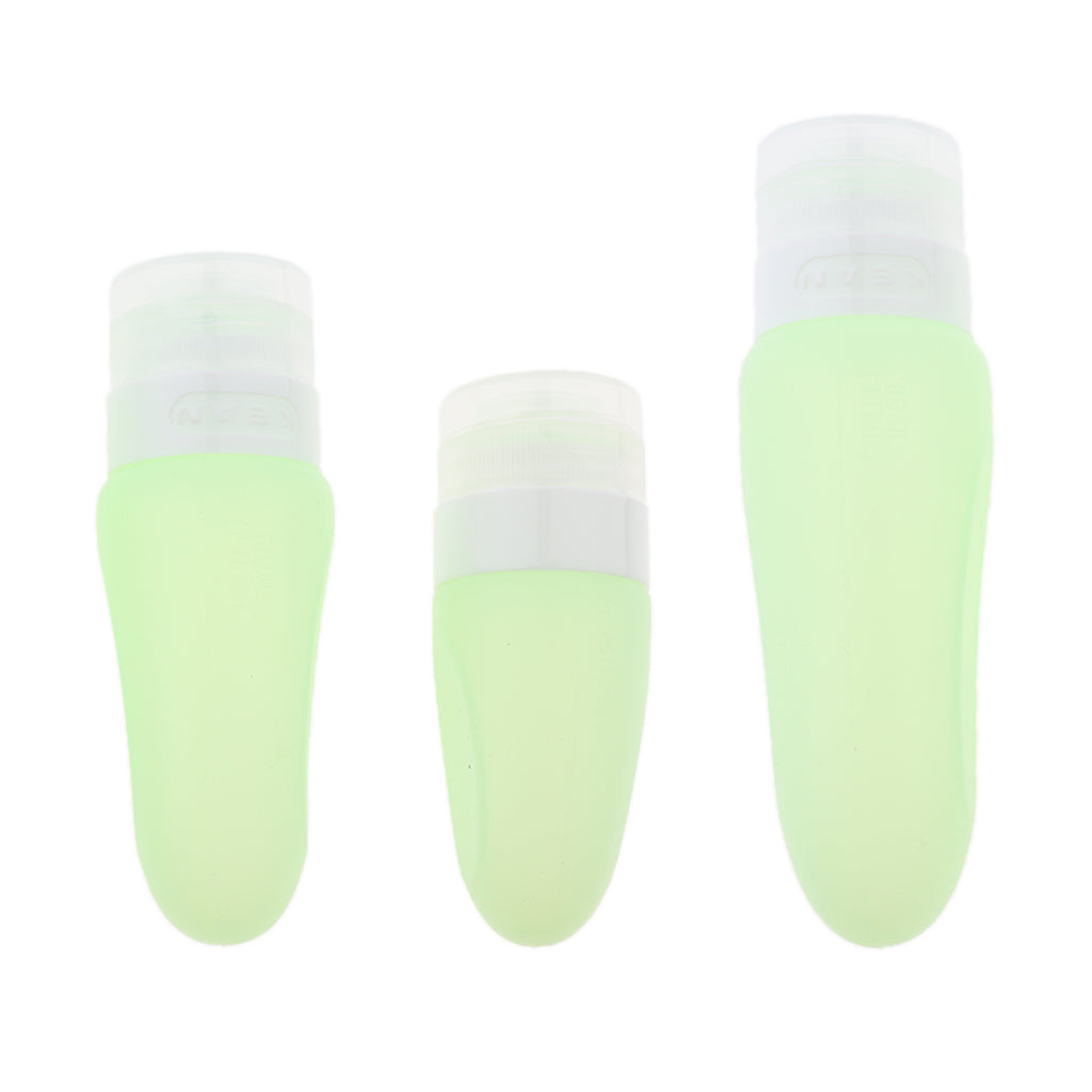 3 Pcs Silicone Mini Shampoo Sample Cosmetic Bottle Travel Container Green