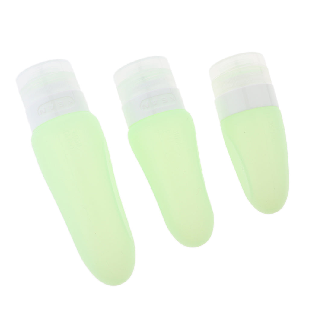 3 Pcs Silicone Mini Shampoo Sample Cosmetic Bottle Travel Container Green