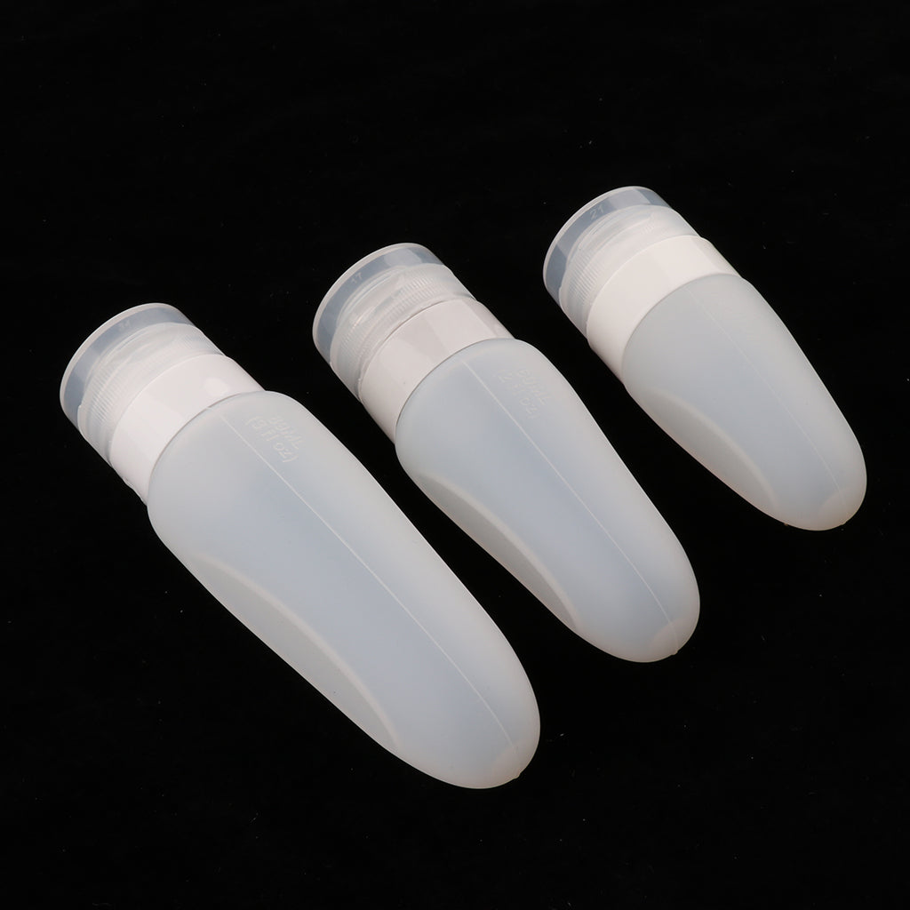 3 Pcs Silicone Mini Shampoo Sample Cosmetic Bottle Travel Container Clear