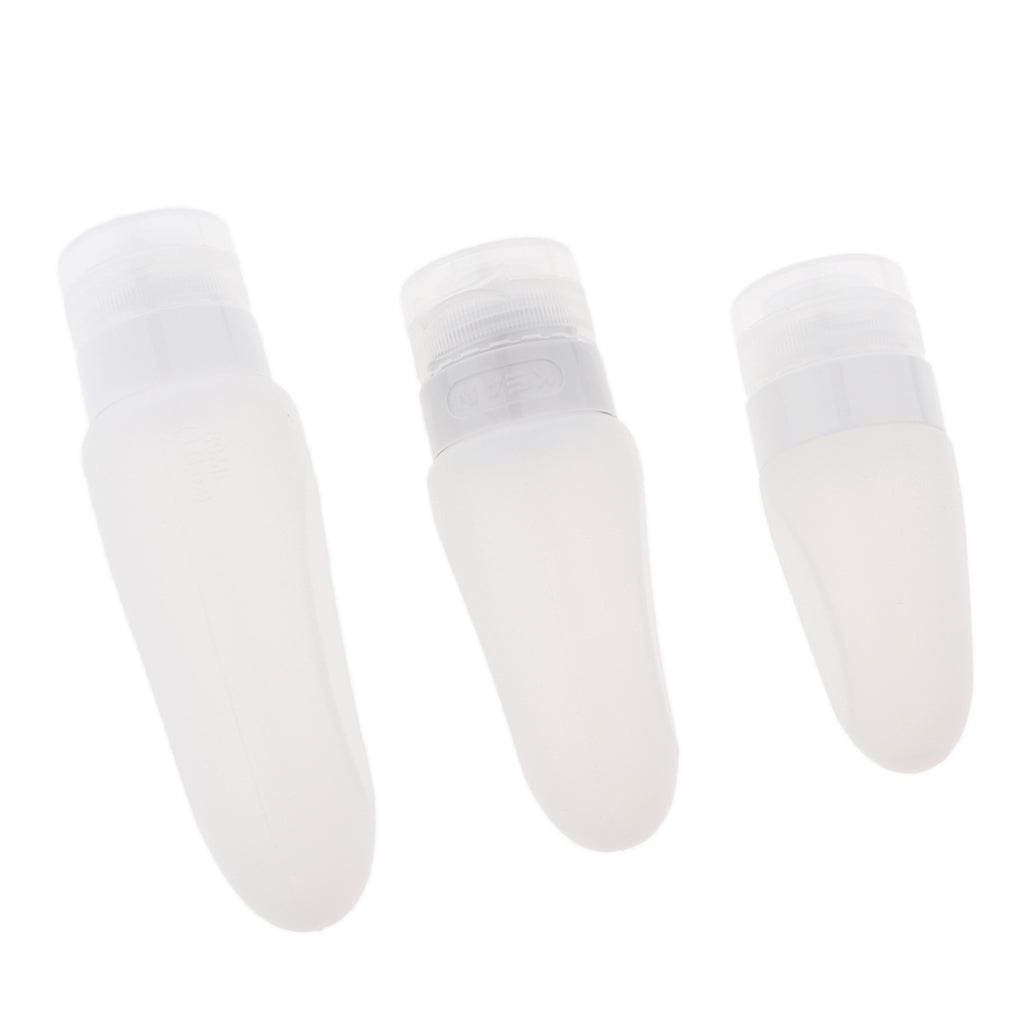 3 Pcs Silicone Mini Shampoo Sample Cosmetic Bottle Travel Container Clear