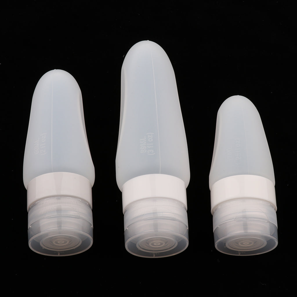 3 Pcs Silicone Mini Shampoo Sample Cosmetic Bottle Travel Container Clear