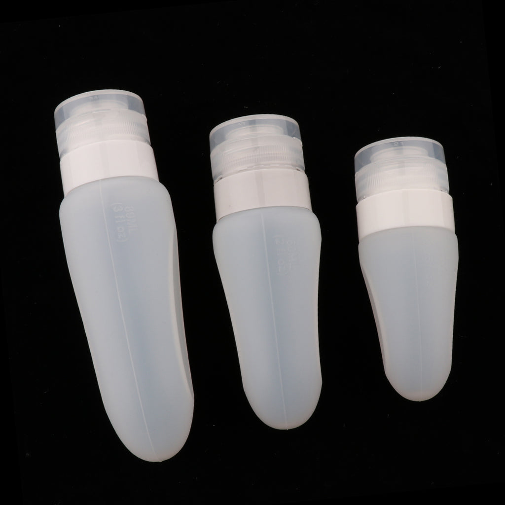 3 Pcs Silicone Mini Shampoo Sample Cosmetic Bottle Travel Container Clear