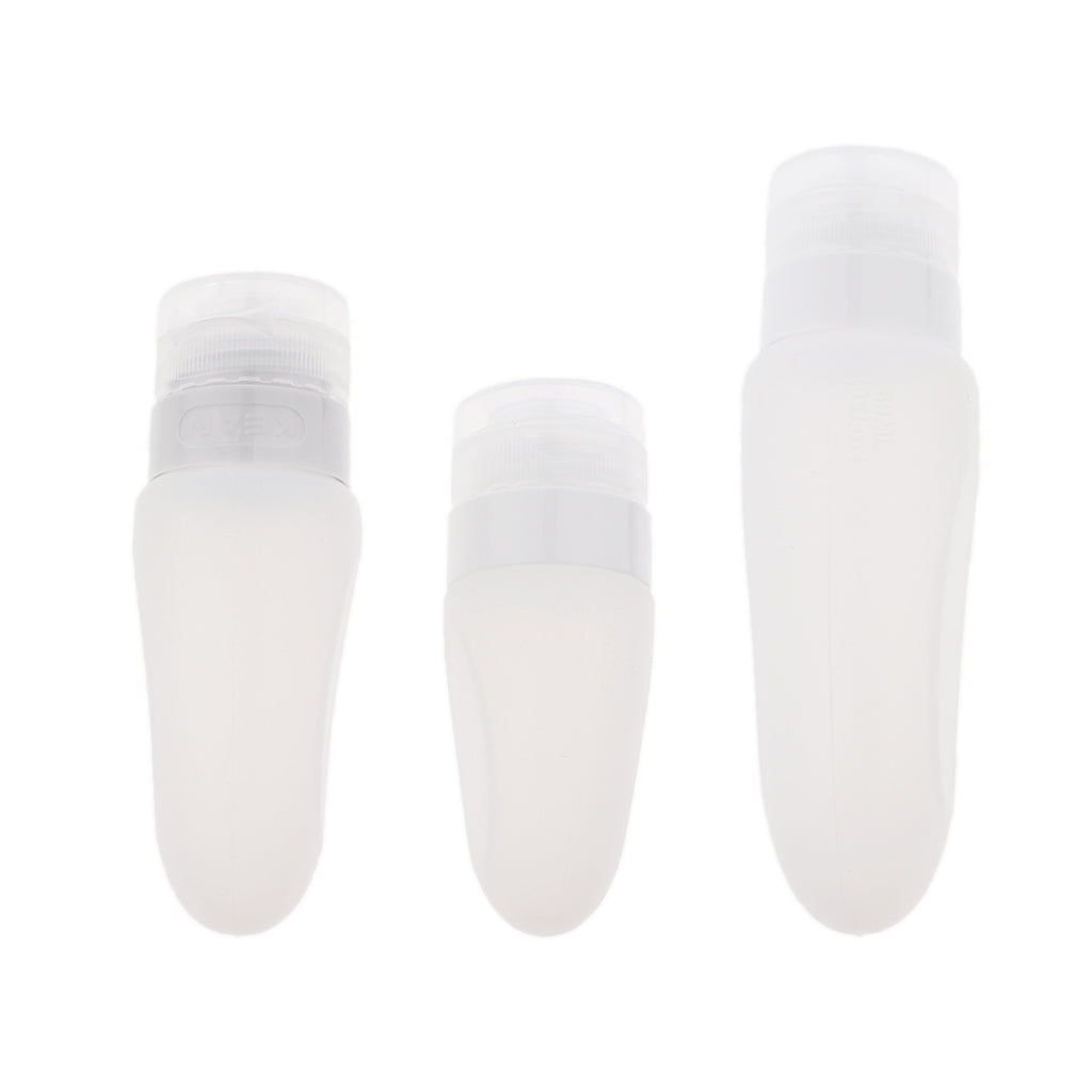 3 Pcs Silicone Mini Shampoo Sample Cosmetic Bottle Travel Container Clear