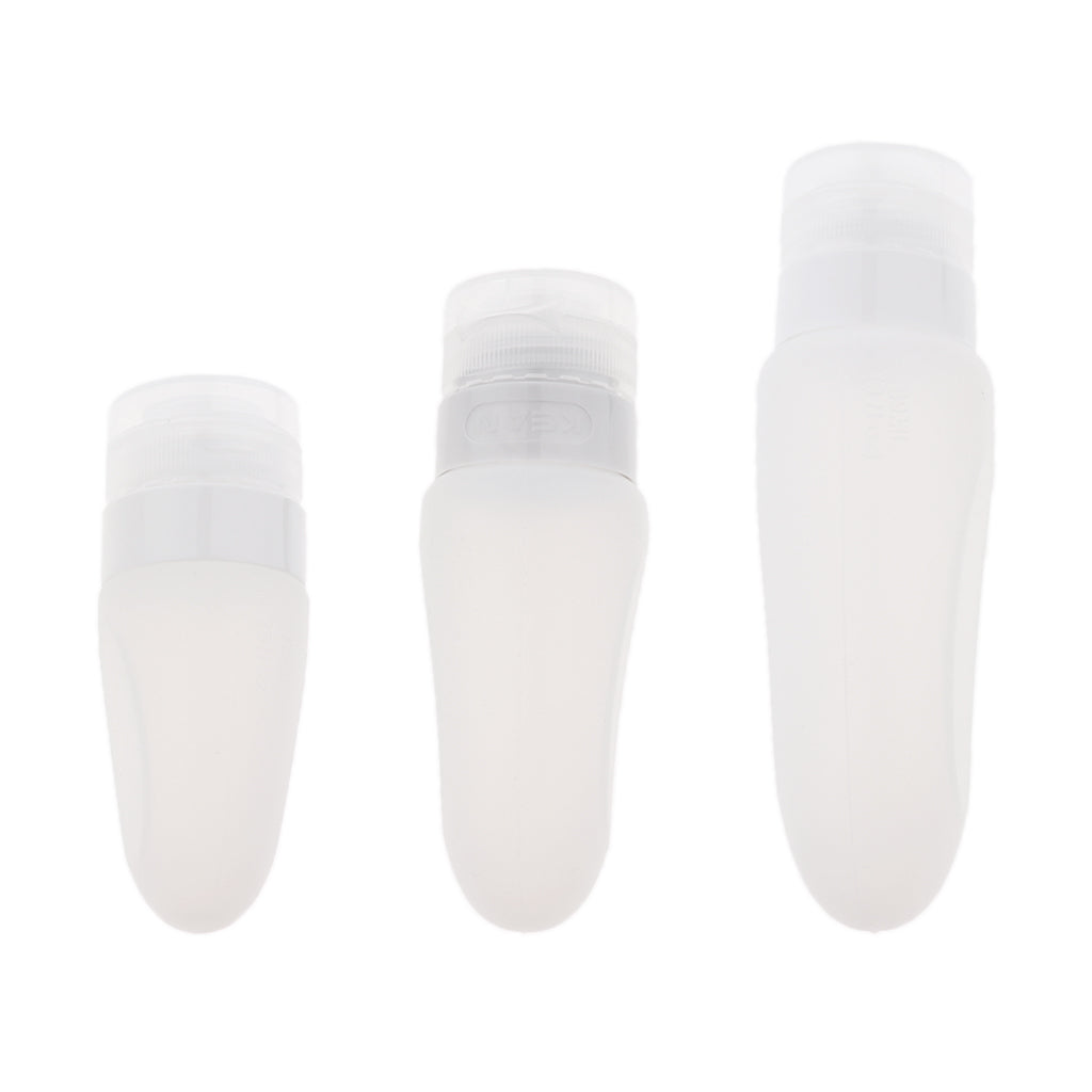 3 Pcs Silicone Mini Shampoo Sample Cosmetic Bottle Travel Container Clear