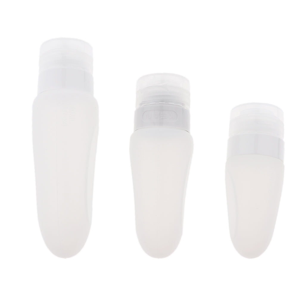 3 Pcs Silicone Mini Shampoo Sample Cosmetic Bottle Travel Container Clear