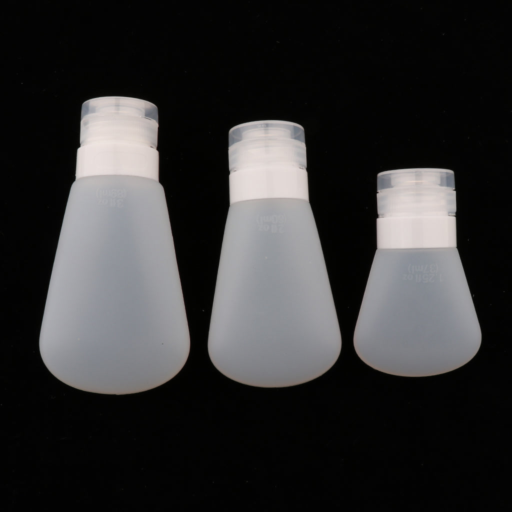 3Pcs Silicone Mini Shampoo Sample Cosmetic Bottle Travel Container Clear