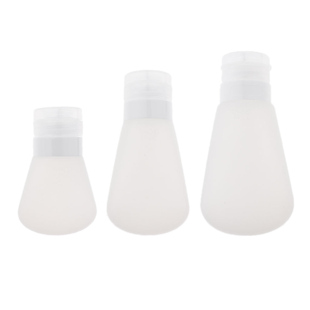 3Pcs Silicone Mini Shampoo Sample Cosmetic Bottle Travel Container Clear