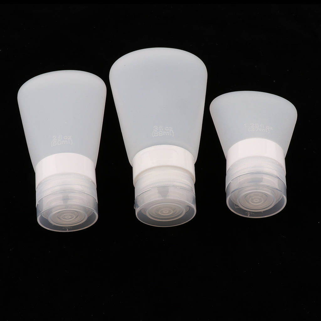 3Pcs Silicone Mini Shampoo Sample Cosmetic Bottle Travel Container Clear