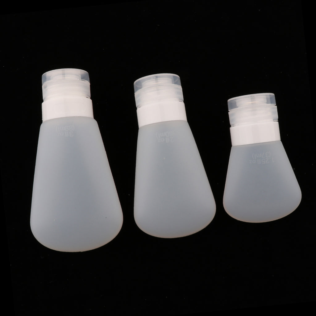 3Pcs Silicone Mini Shampoo Sample Cosmetic Bottle Travel Container Clear