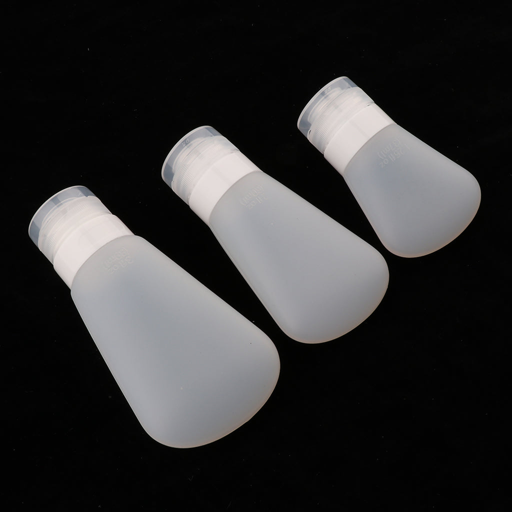 3Pcs Silicone Mini Shampoo Sample Cosmetic Bottle Travel Container Clear