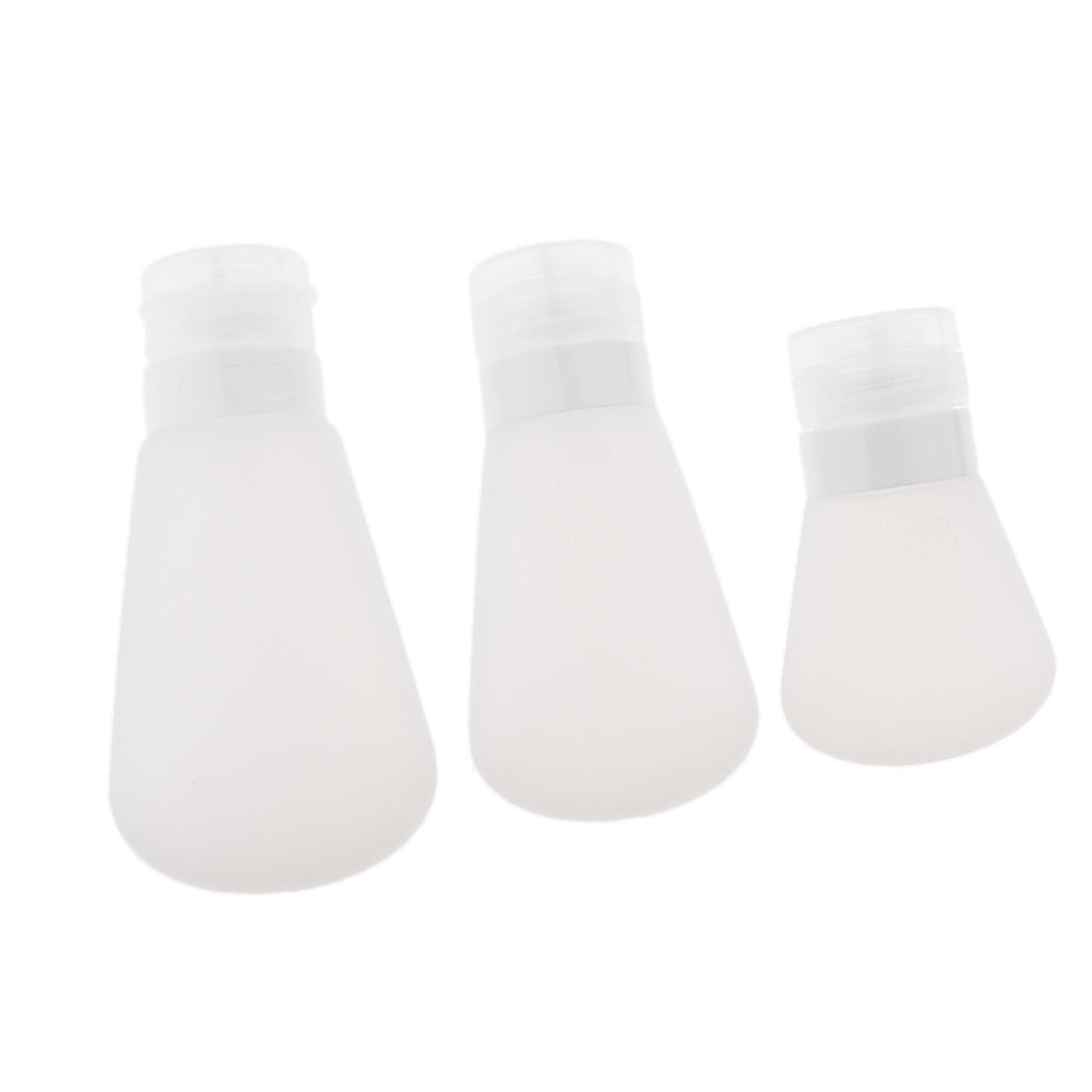 3Pcs Silicone Mini Shampoo Sample Cosmetic Bottle Travel Container Clear