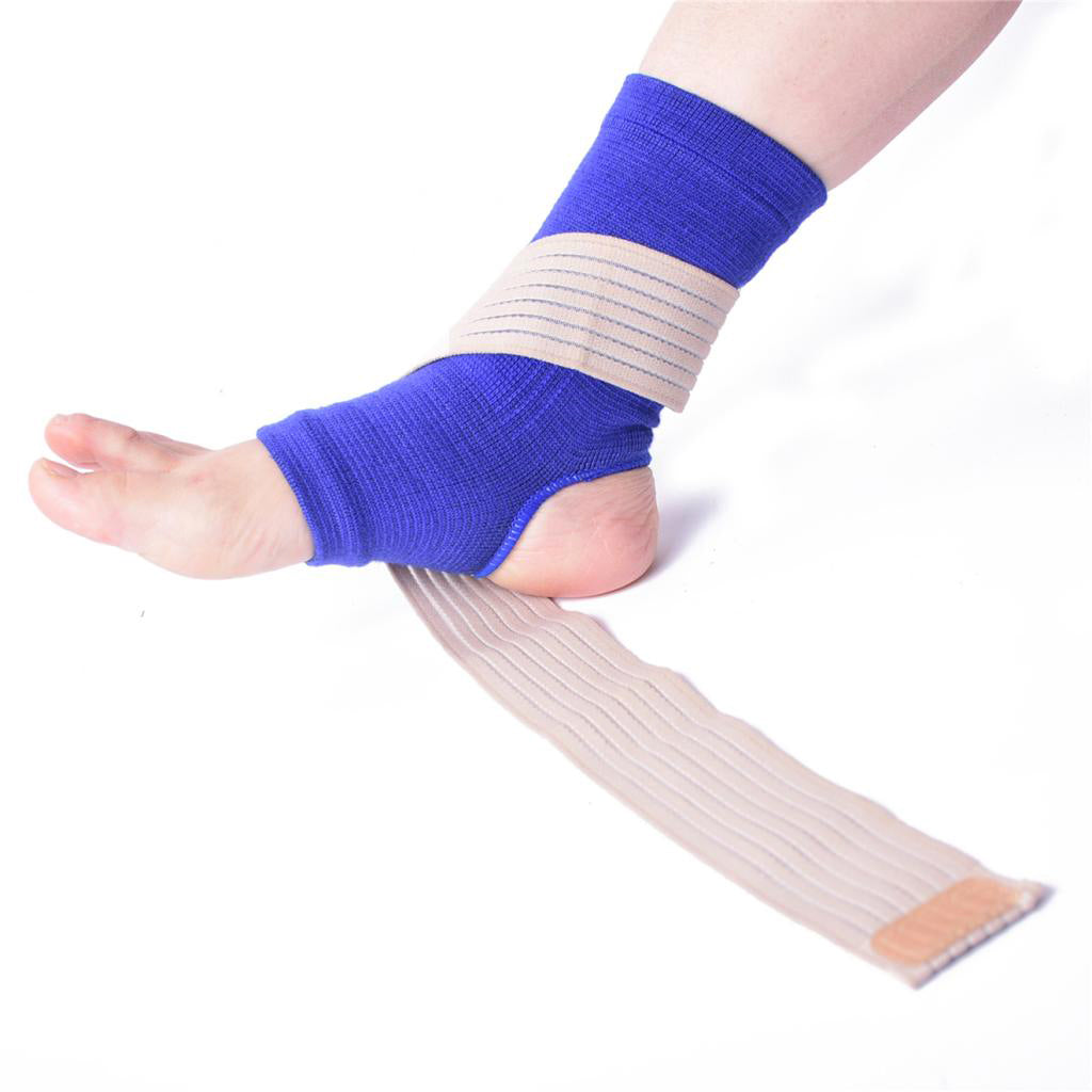 1 Pair Ankle Protector Support Compression Wrap with Adjustable Strap Blue