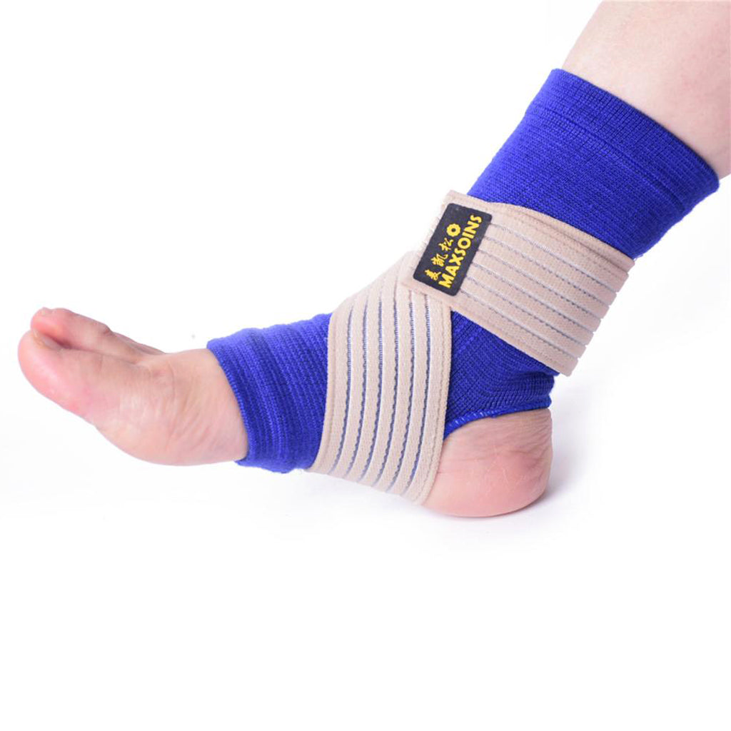 1 Pair Ankle Protector Support Compression Wrap with Adjustable Strap Blue