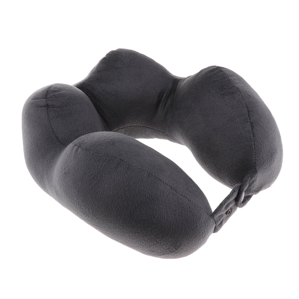 Memory Foam U Shaped Travel Neck Head Rest Pillow Support Cushion Dark Gray