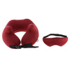 U shaped Travel Pillow Neck Support Head Rest Cushion & Eye Mask Wine red