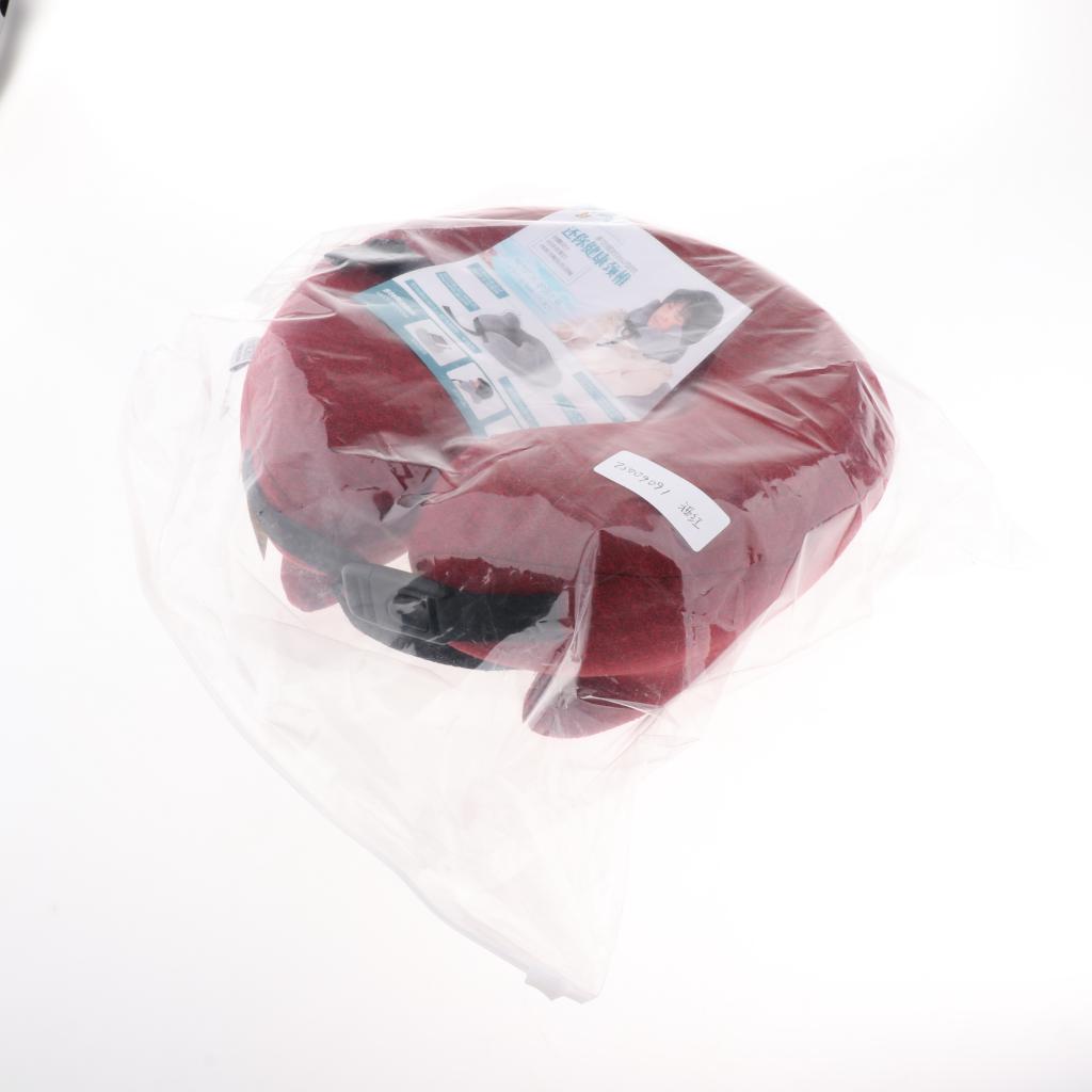 U shaped Travel Pillow Neck Support Head Rest Cushion & Eye Mask Wine red