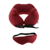 U shaped Travel Pillow Neck Support Head Rest Cushion & Eye Mask Wine red