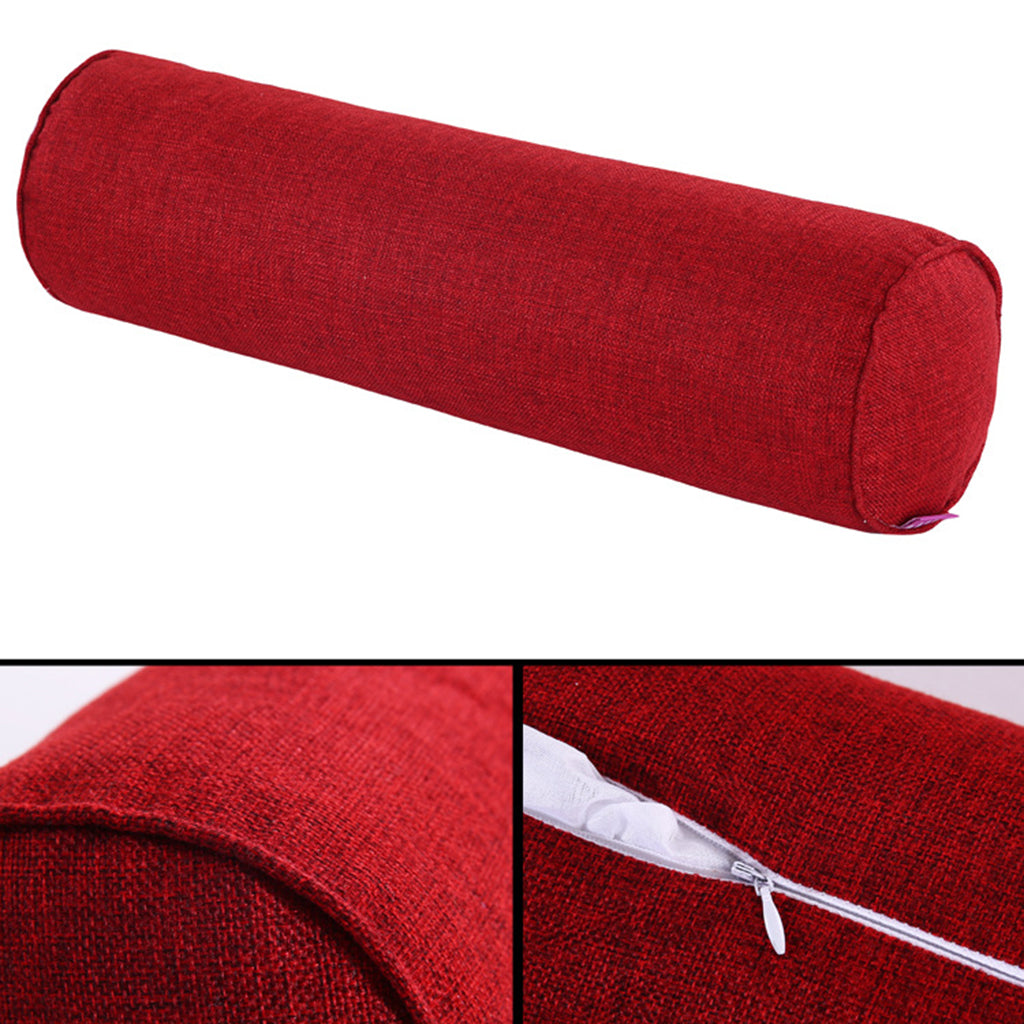 Orthopedic Neck Roll Pillow Round Cervical Support Spine Pillow Wine Red