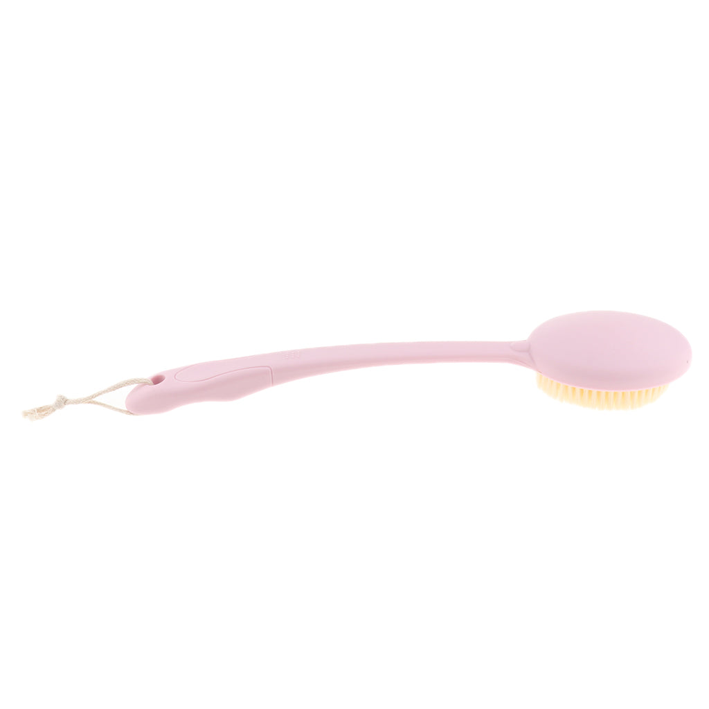 SPA Bath Exfoliation Brush Body Shower Scrubber with Long Handle Pink