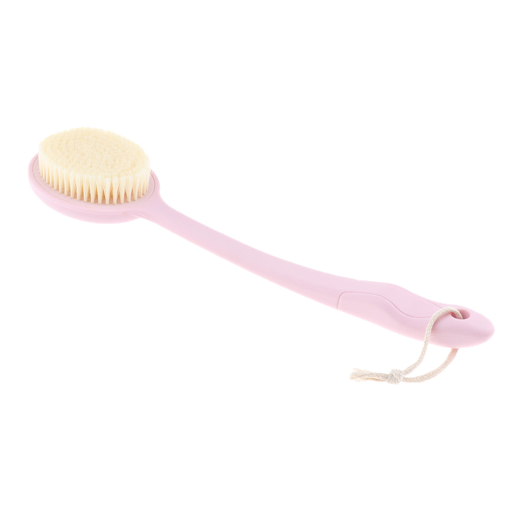 SPA Bath Exfoliation Brush Body Shower Scrubber with Long Handle Pink