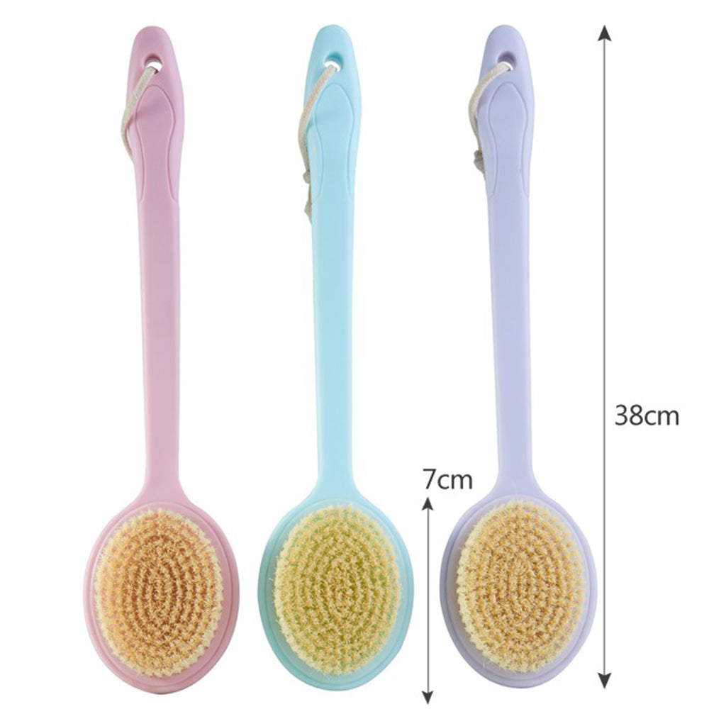 SPA Bath Exfoliation Brush Body Shower Scrubber with Long Handle Pink