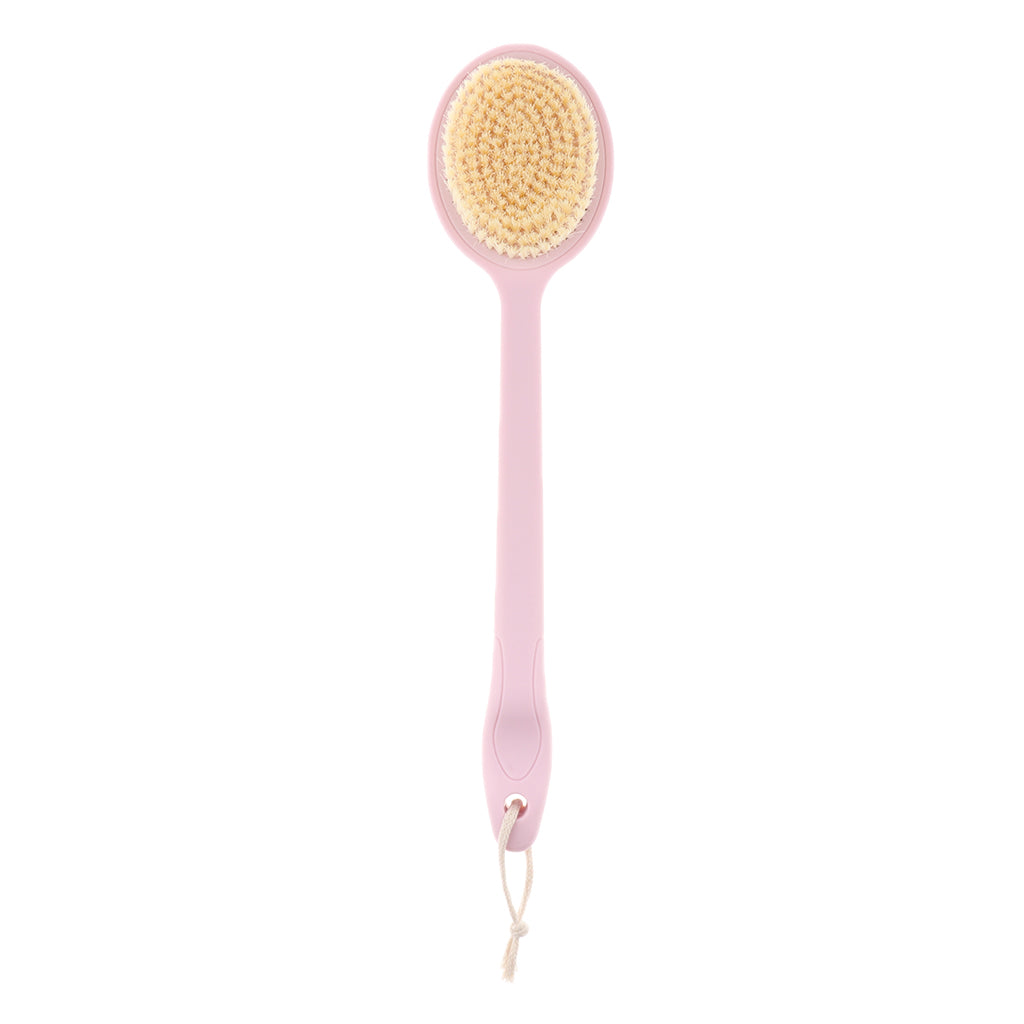 SPA Bath Exfoliation Brush Body Shower Scrubber with Long Handle Pink